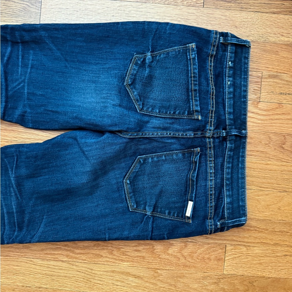 White House Black Market Dark Blue Cropped Jeans with Embroidered Hem - Picture 3 of 5